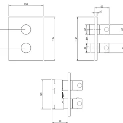Robinet De Douche|Villeroy & Boch Façade thermostatique 2 voies VILLEROY ET BOCH Universal rectangle Noir mat + corps encastré