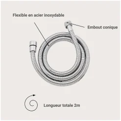 Colonne De Douche Sans Robinetterie|Mob-In Flexible en acier inoxydable AXON