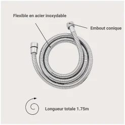 Colonne De Douche Sans Robinetterie|Mob-In Flexible en acier inoxydable AXON