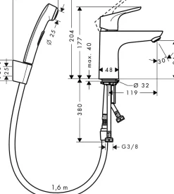Hansgrohe Focus Set bidette, bonde Push-Open, chromé (31927000)