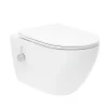 Wc Japonais|Swiss Aqua Technologies Fusion WC japonais suspendu sans bride, chasse d'eau Vortex + abattant SoftClose, blanc (SATFUS11BFC)