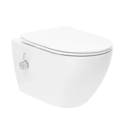 Wc Japonais|Swiss Aqua Technologies Fusion WC japonais suspendu sans bride, chasse d'eau Vortex + abattant SoftClose, blanc (SATFUS11BFC)