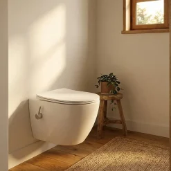 Wc Japonais|Swiss Aqua Technologies Fusion WC japonais suspendu sans bride, chasse d'eau Vortex + abattant SoftClose, blanc (SATFUS11BFC)