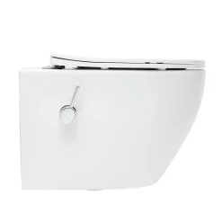 Wc Japonais|Swiss Aqua Technologies Fusion WC japonais suspendu sans bride, chasse d'eau Vortex + abattant SoftClose, blanc (SATFUS11BFC)