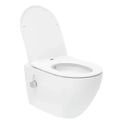 Wc Japonais|Swiss Aqua Technologies Fusion WC japonais suspendu sans bride, chasse d'eau Vortex + abattant SoftClose, blanc (SATFUS11BFC)