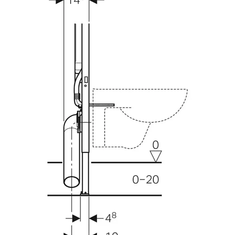 Geberit Duofix Bâti-support extra-plat 114 cm UP720, gain de place, avec réservoir à encastrer Sigma 8 cm (111.796.00.1)