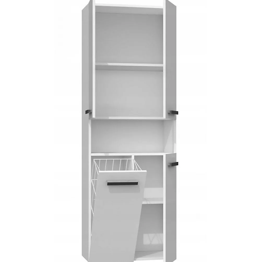 Topeshop GLAZE - Armoire de salle de bain avec porte + panier - Style moderne - 174x60x30 cm - Colonne salle de bain