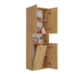 Topeshop GLAZE - Armoire de salle de bain avec panier à ligne - Style moderne - 174x60x30 cm - Colonne sdb
