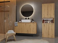 Topeshop GLAZE - Armoire de salle de bain avec panier à ligne - Style moderne - 174x60x30 cm - Colonne sdb