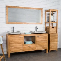 Wanda Collection Grand miroir rectangle en teck massif 160 x 70 cm