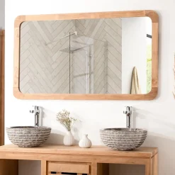 Miroir Simple|Wanda Collection Grand miroir teck rétro 120 x 70 cm