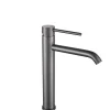 Robinet Lavabo Et Vasque|Luxury Bain Grand mitigeur, robinet de lavabo pour salle de bain réhaussé rond design et moderne (Gris brossé) LuxuryBain