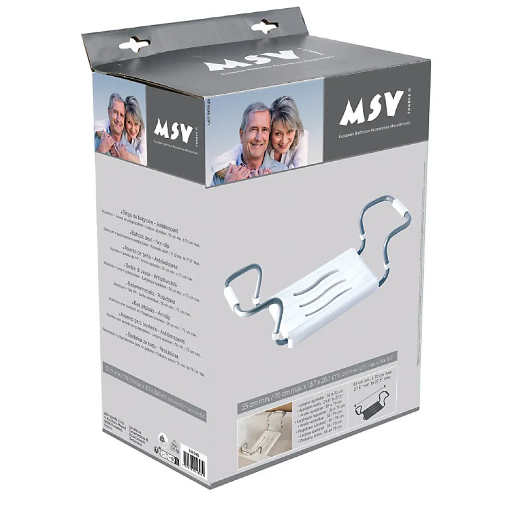 Siège De Douche|MSV Grand siège de baignoire extensible 5070cm Blanc Max 120kg