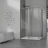 Grand Verre Cabine de douche 90x100 avec profilés en alu chromé à ouverture pivotante avec élément fixe