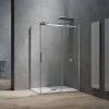 Grand Verre Cabine de douche style industriel avec porte coulissante 160 cm et paroi latérale 80 cm accessoires chromés