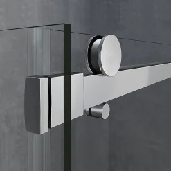 Grand Verre Cabine de douche style industriel avec porte coulissante 160 cm et paroi latérale 80 cm accessoires chromés