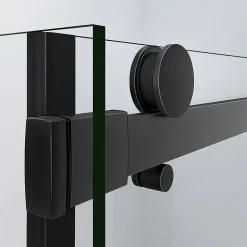 Grand Verre Cabine de douche style industriel avec porte coulissante 100x195 et paroi latérale 80x195 accessoires en noir mat