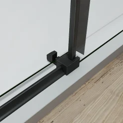 Grand Verre Cabine de douche style industriel avec porte coulissante 100x195 et paroi latérale 80x195 accessoires en noir mat