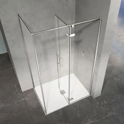 Cabine De Douche|Grand Verre Cabine de douche en verre et aluminium avec porte pivotante ouvrante vers la droite 100x70x195