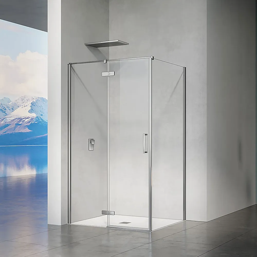 Cabine De Douche|Grand Verre Cabine de douche 90x70 avec porte à charnières en verre 8mm profilés chromé aspect inox