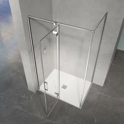 Cabine De Douche|Grand Verre Cabine de douche 90x70 avec porte à charnières en verre 8mm profilés chromé aspect inox