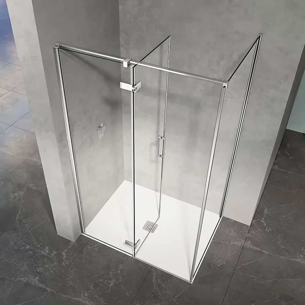 Cabine De Douche|Grand Verre Cabine de douche 90x70 avec porte à charnières en verre 8mm profilés chromé aspect inox