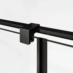 Cabine De Douche|Grand Verre Cabine de douche 100x100 avec porte à charnières en verre 8mm profilés en alu noir mat
