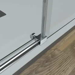 Grand Verre Cabine de douche style industriel avec porte coulissante 140 cm et paroi latérale 90 cm accessoires chromés