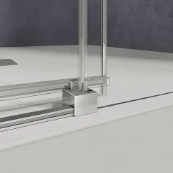 Grand Verre Cabine de douche d'angle 90x90 hauteur 185cm avec deux portes coulissantes profilés chromés