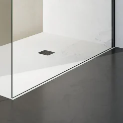 Grand Verre Paroi de douche 70x200 avec profilé et barre de fixation en noir mat en verre securit 8mm nano-vitrifié