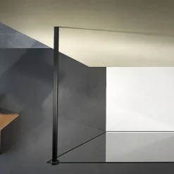 Paroi De Douche|Grand Verre Paroi de douche 80x200 avec profilé et barre de fixation en noir mat en verre securit 8mm nano-vitrifié