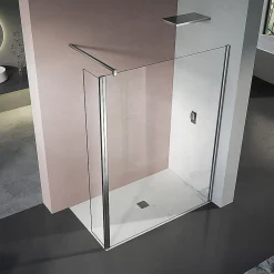 Paroi De Douche|Grand Verre paroi de douche avec retour pivotant 60+30 cm hauteur 200 cm avec barre de fixation 90cm en chromé