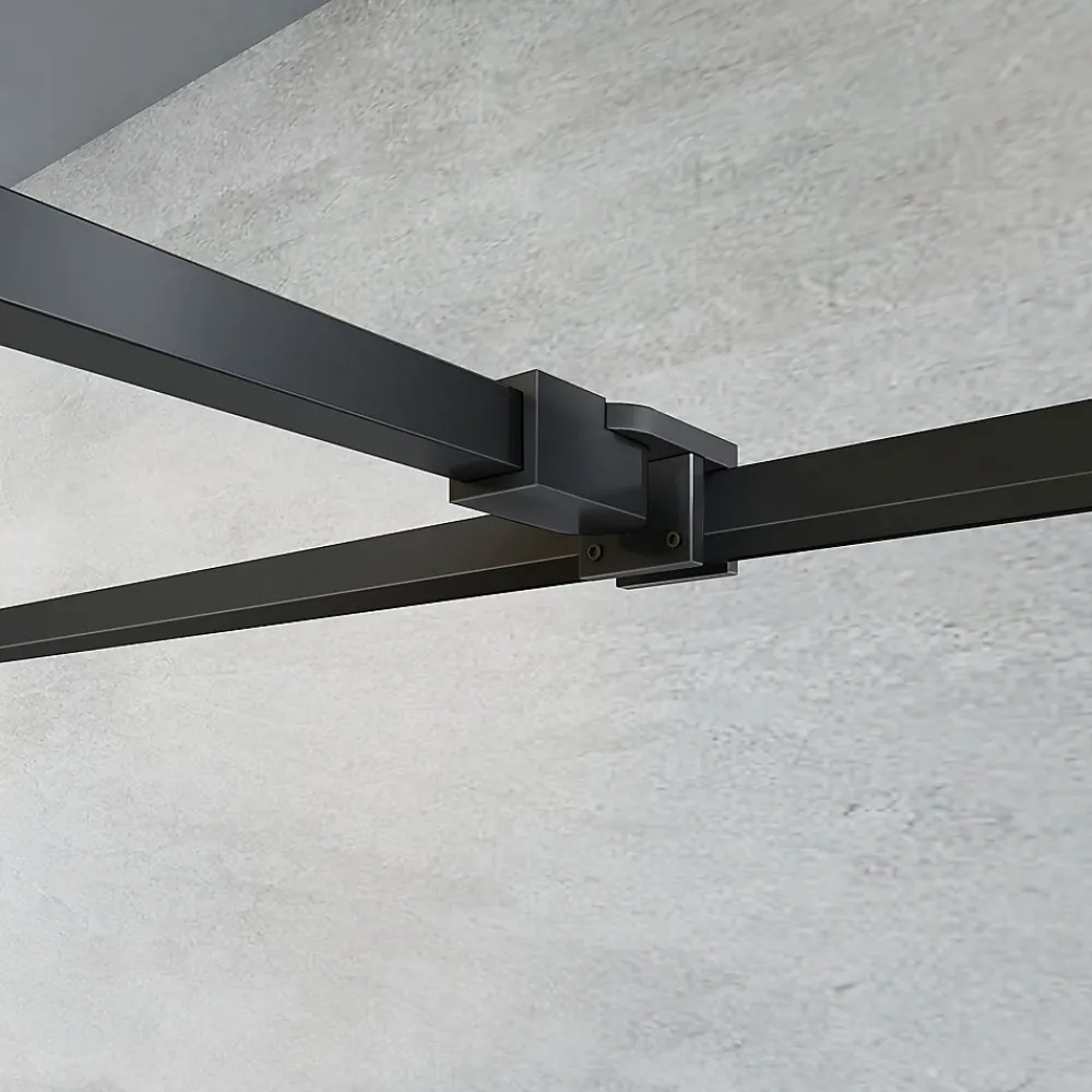 Grand Verre Paroi de douche design moderne 100x200 verre trempé d'épaisseur 8 mm sérigraphie linéaire noir mat
