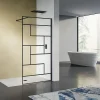 Paroi De Douche|Grand Verre Paroi de douche design moderne 80x200 verre trempé d'épaisseur 8 mm sérigraphie linéaire noir mat
