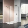 Grand Verre Paroi de douche 80x200 avec barre de stabilisation extensible jusqu'à 120 cm et profilé mural chromé