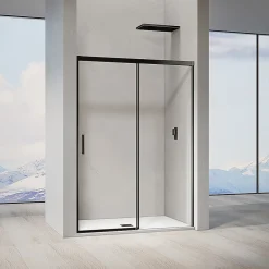 Grand Verre Porte de douche coulissante 120x 195 à amortisseurs en verre clair 8mm avec cadre noir mat