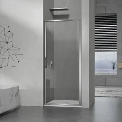 Porte De Douche|Grand Verre Porte de douche pivotante 100x190 à ouverture intérieure et extérieure profilé chromé