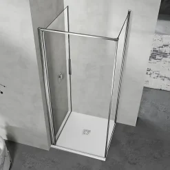 Porte De Douche|Grand Verre Porte de douche pivotante 100x190 à ouverture intérieure et extérieure profilé chromé