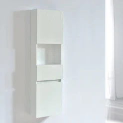 Colonne De Salle De Bains|Meuble De Salle De Bains Faible Profondeur|Stano Grande armoire de rangement ESSENTIEL hauteur 120 cm melamine blanc