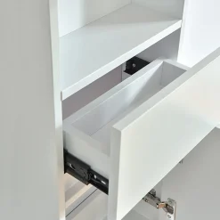 Colonne De Salle De Bains|Meuble De Salle De Bains Faible Profondeur|Stano Grande armoire de rangement ESSENTIEL hauteur 120 cm melamine blanc