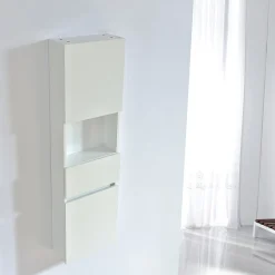 Colonne De Salle De Bains|Meuble De Salle De Bains Faible Profondeur|Stano Grande armoire de rangement ESSENTIEL hauteur 120 cm melamine blanc