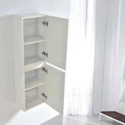 Meuble De Salle De Bains Faible Profondeur|Colonne De Salle De Bains|Stano Grande armoire de rangement LINEA hauteur 120 cm melamine blanc