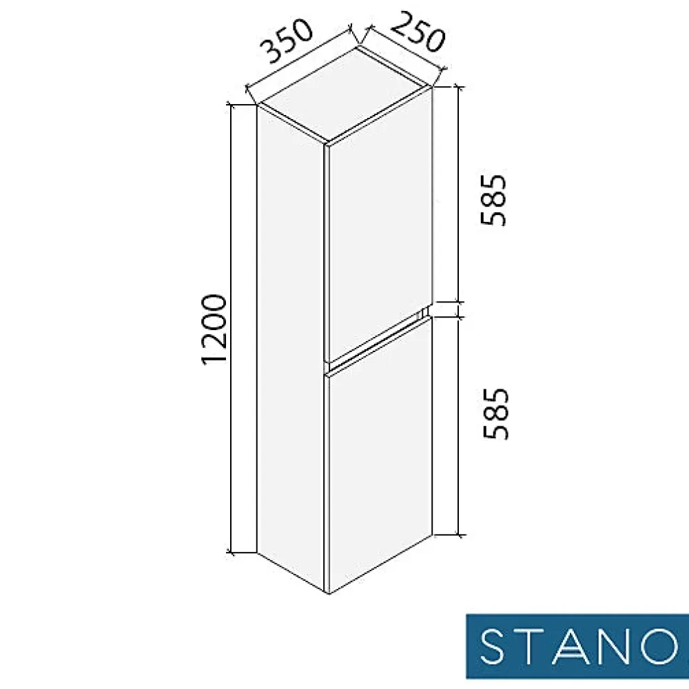Meuble De Salle De Bains Faible Profondeur|Colonne De Salle De Bains|Stano Grande armoire de rangement LINEA hauteur 120 cm melamine blanc