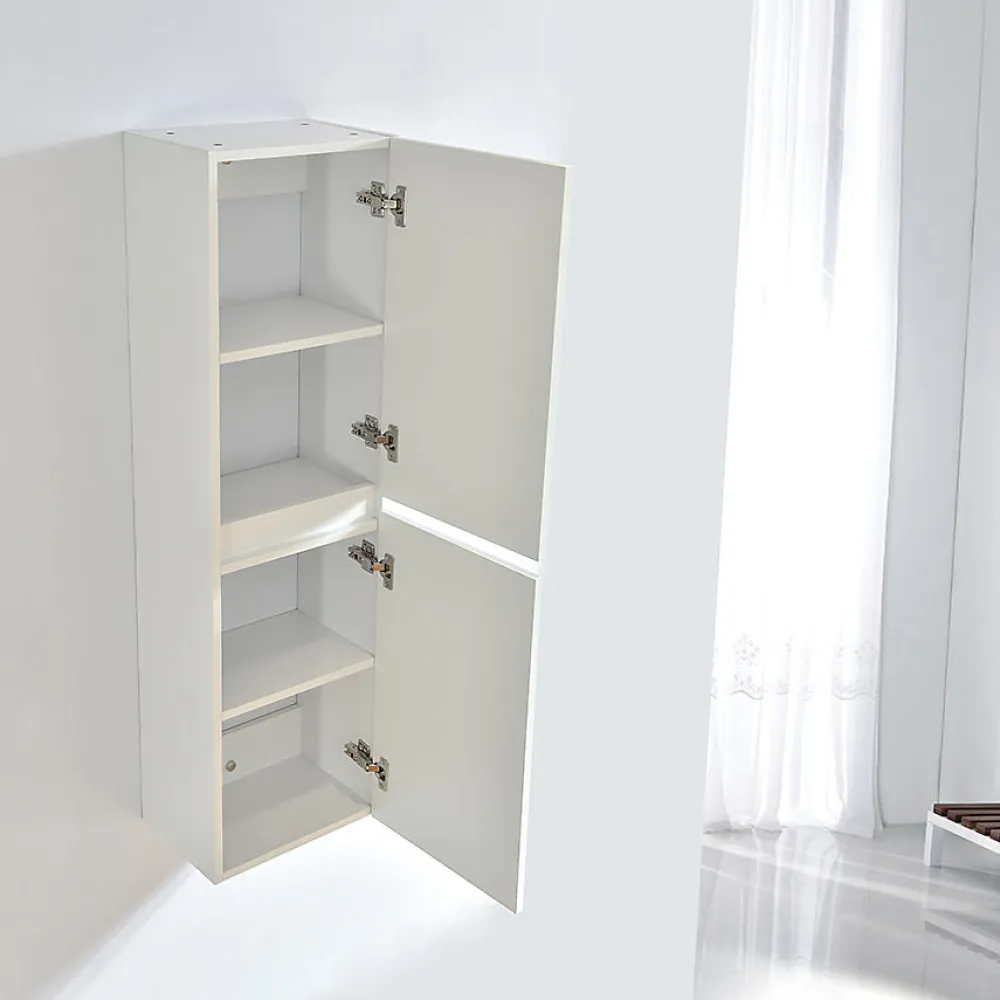 Meuble De Salle De Bains Faible Profondeur|Colonne De Salle De Bains|Stano Grande armoire de rangement LINEA hauteur 120 cm melamine blanc