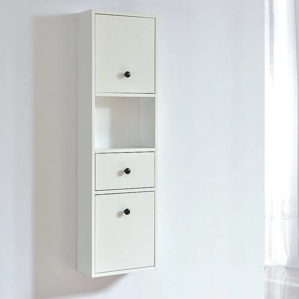 Meuble De Salle De Bains Faible Profondeur|Stano Grande armoire de rangement ARMARIA finition melamine blanc 120 cm