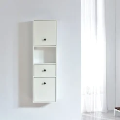 Meuble De Salle De Bains Faible Profondeur|Stano Grande armoire de rangement ARMARIA finition melamine blanc 120 cm