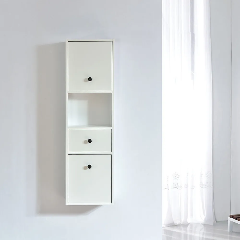 Meuble De Salle De Bains Faible Profondeur|Stano Grande armoire de rangement ARMARIA finition melamine blanc 120 cm