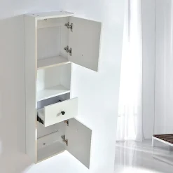 Meuble De Salle De Bains Faible Profondeur|Stano Grande armoire de rangement ARMARIA finition melamine blanc 120 cm