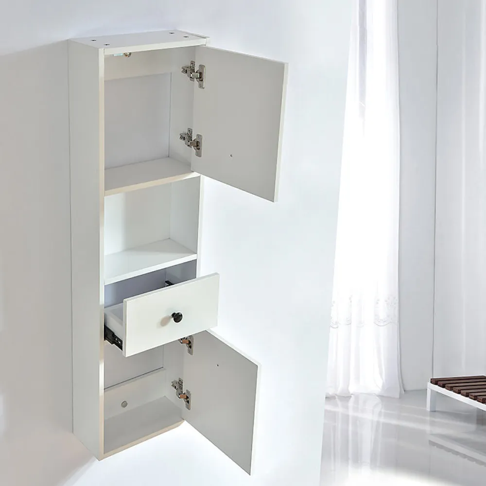 Meuble De Salle De Bains Faible Profondeur|Stano Grande armoire de rangement ARMARIA finition melamine blanc 120 cm