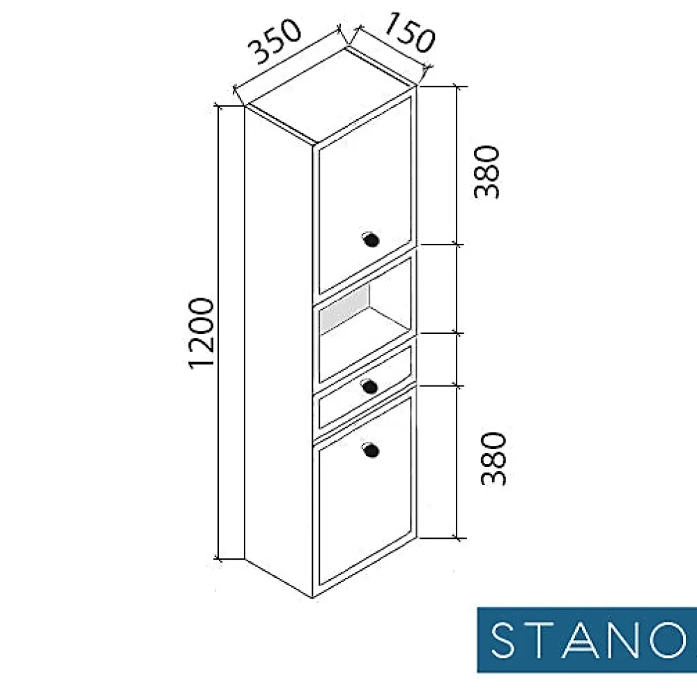 Meuble De Salle De Bains Faible Profondeur|Stano Grande armoire de rangement ARMARIA finition melamine blanc 120 cm